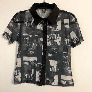 SHEIN ICON Graphic Print Mesh Shirt